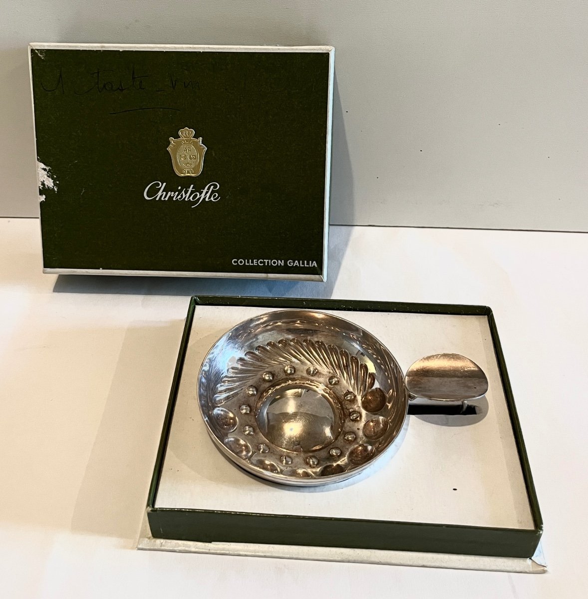 Christofle Taste Vin Metal Silver Galia Collection In Original Box-photo-8