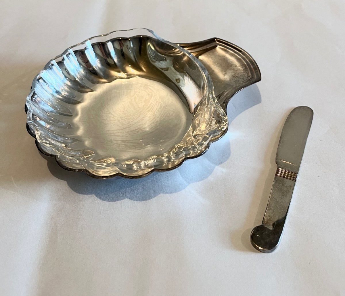 Christofle Butter Dish In The Shape Of A Scallop Shell Silver Metal In Its Original Box-photo-4