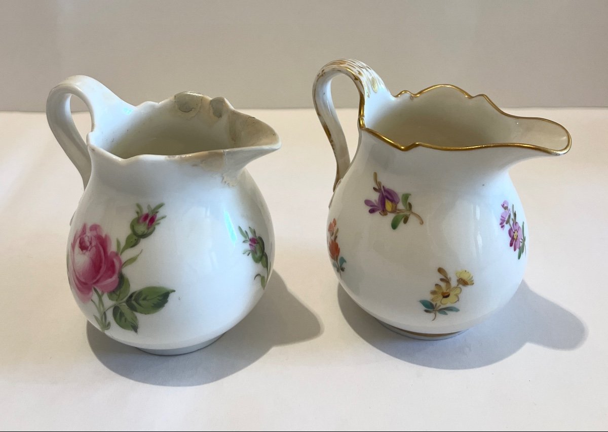 Two Milk Pots Creamers  Meissen (saxe) 19th Century-photo-2