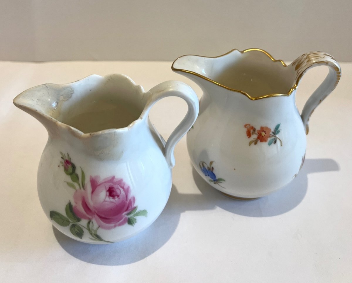 Two Milk Pots Creamers  Meissen (saxe) 19th Century-photo-2