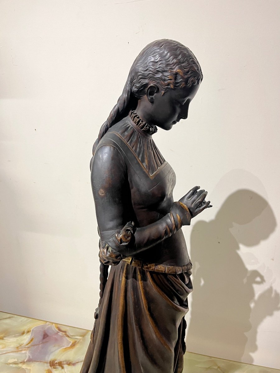 Large Bronze Sculpture "femme à La Marguerite" Signed Oge -photo-6