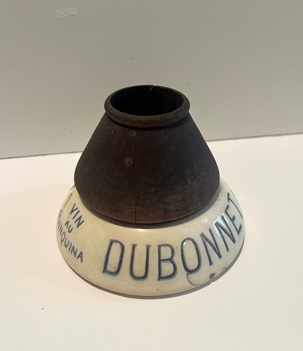 Pyrogène Publicitaire Dubonnet Grand Prix 1900 En Faïence Et En Bois -photo-2