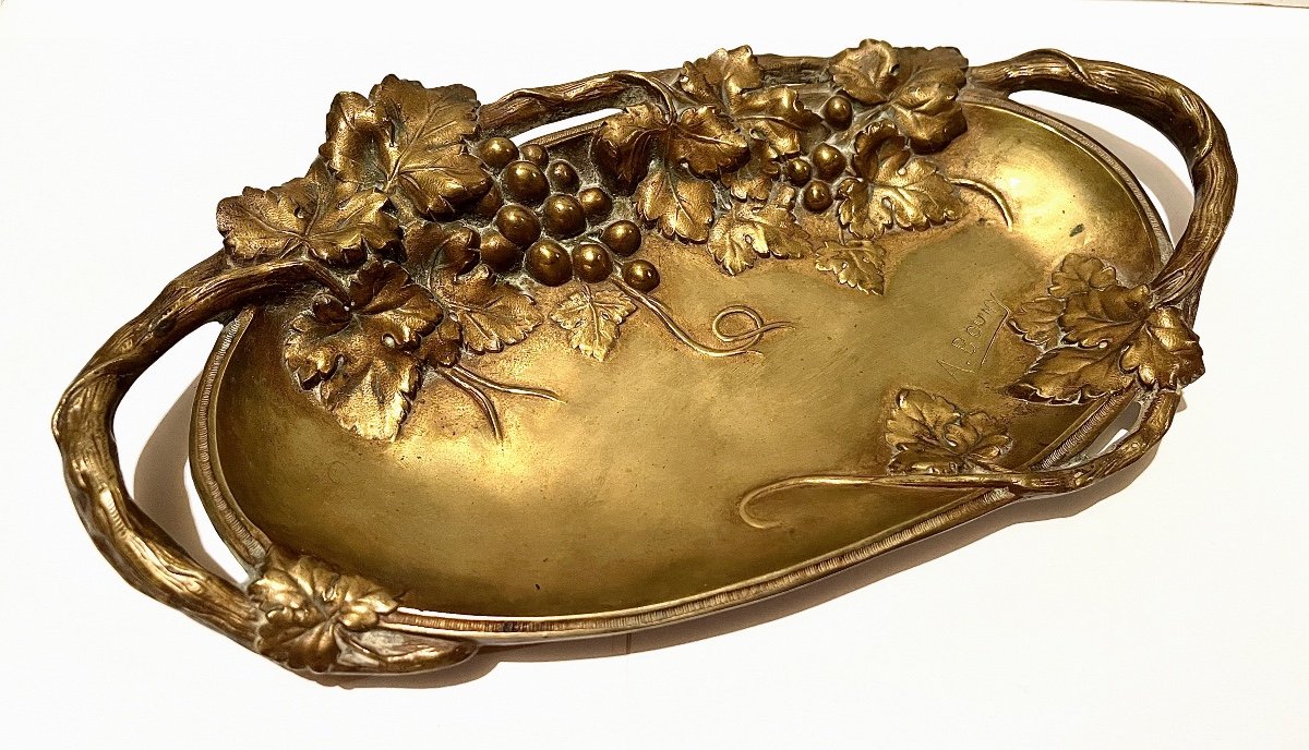 Large Trinket Bowl In Gilt Bronze Signed A. Bouny