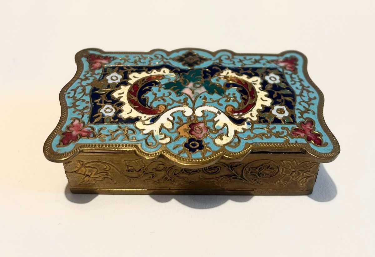 Pyrogenic Matchbox In Gilt Bronze And Cloisonné Enamels Late 19th Century-photo-2