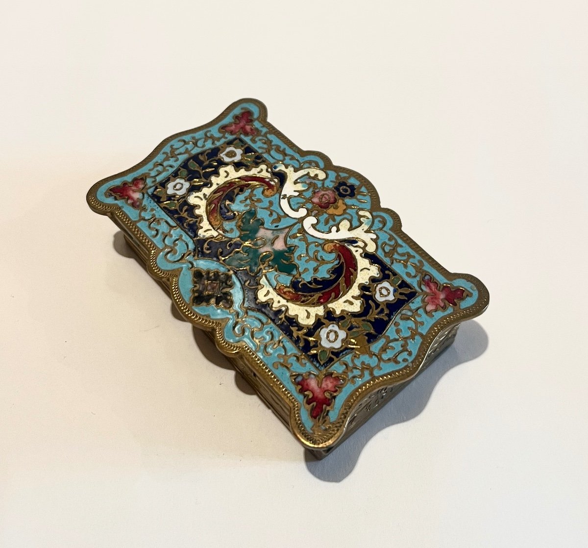 Pyrogenic Matchbox In Gilt Bronze And Cloisonné Enamels Late 19th Century-photo-2