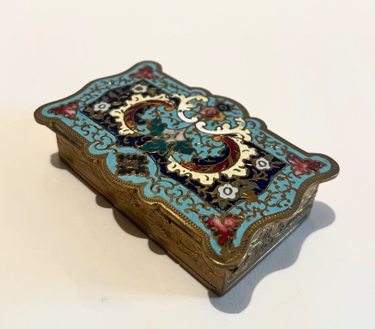 Pyrogenic Matchbox In Gilt Bronze And Cloisonné Enamels Late 19th Century-photo-3