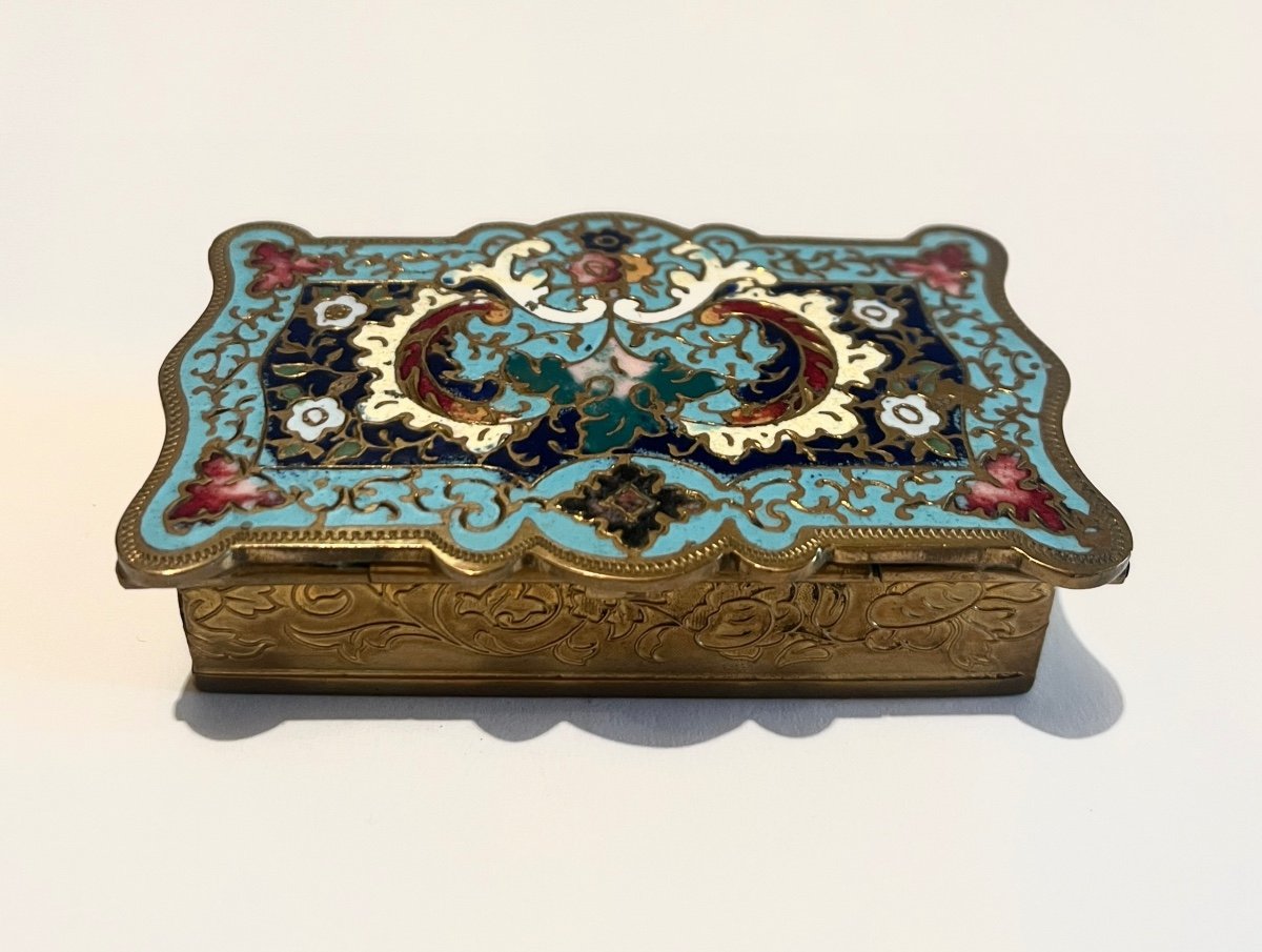 Pyrogenic Matchbox In Gilt Bronze And Cloisonné Enamels Late 19th Century-photo-4