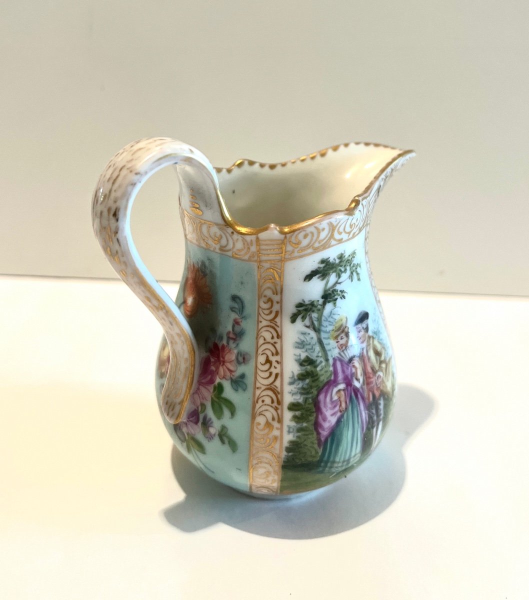 Creamer Porcelain Milk Pot Marked With Crowned Crossed Swords Late 19th Century-photo-6