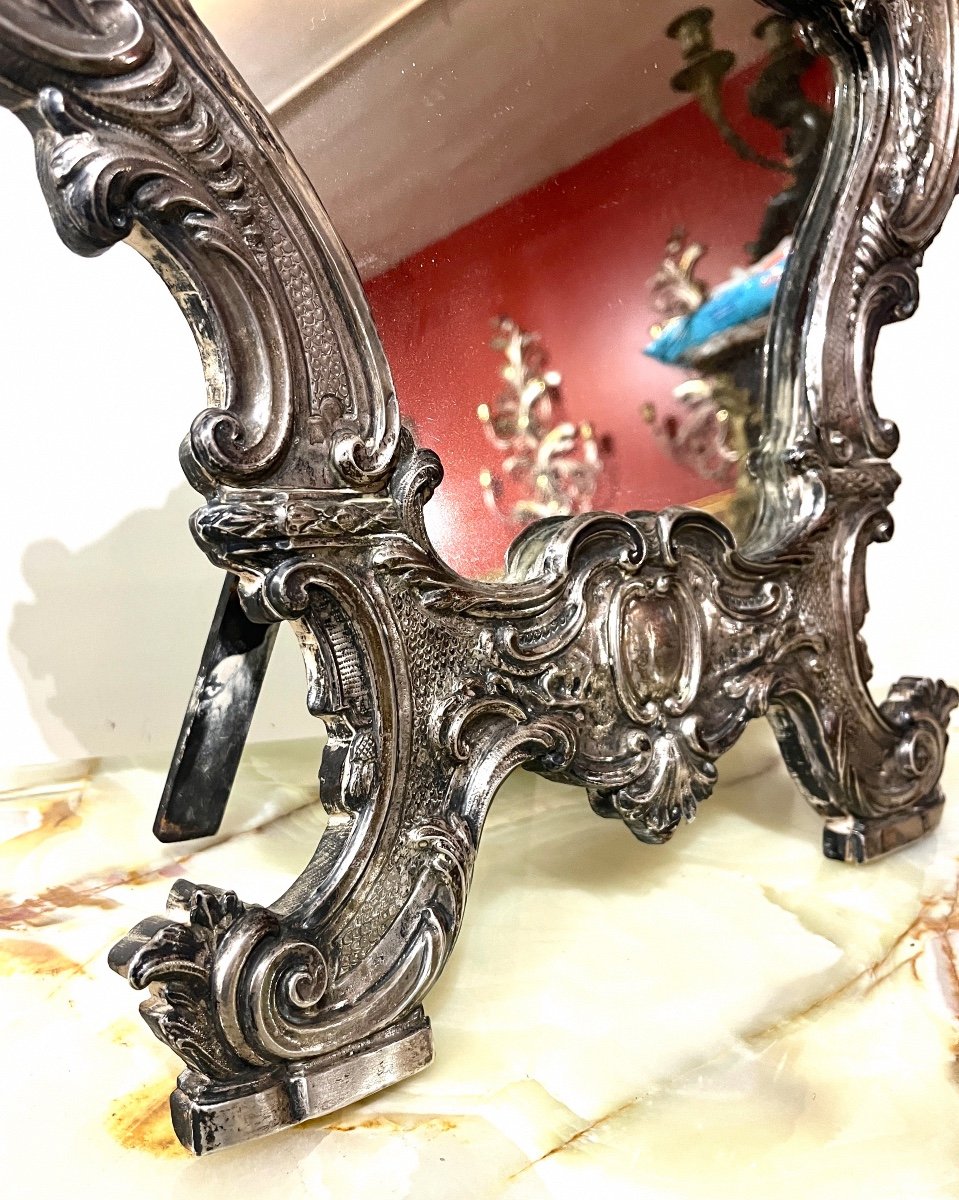 Table Mirror In Embossed Silver Hallmarked 5 Times -photo-7