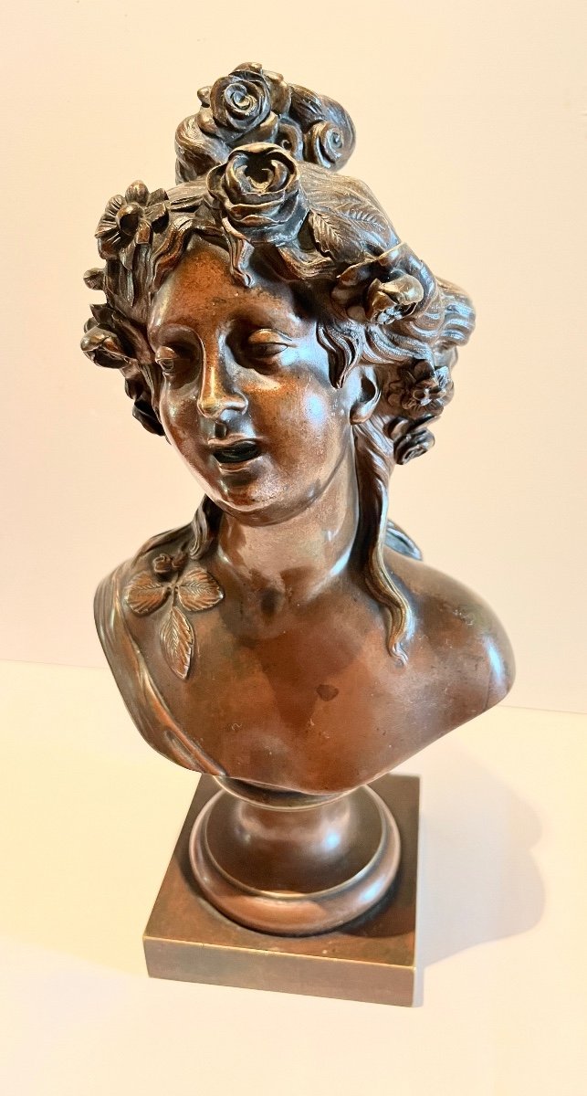 Young Woman Bronze Bust After Collodion Signed-photo-1