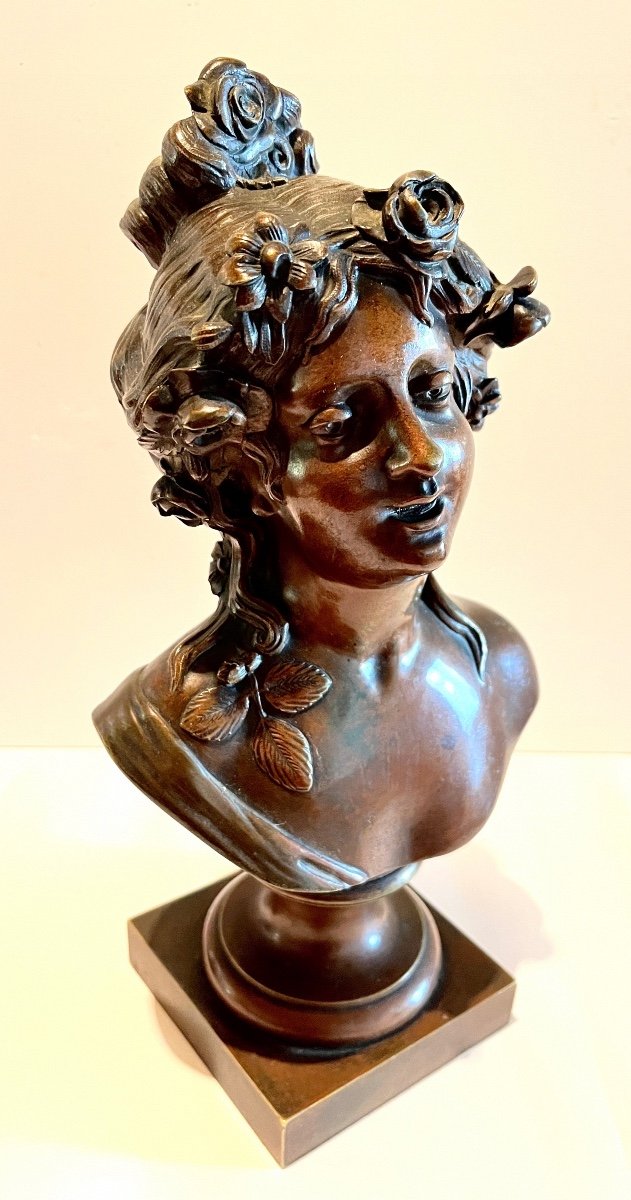 Young Woman Bronze Bust After Collodion Signed-photo-2