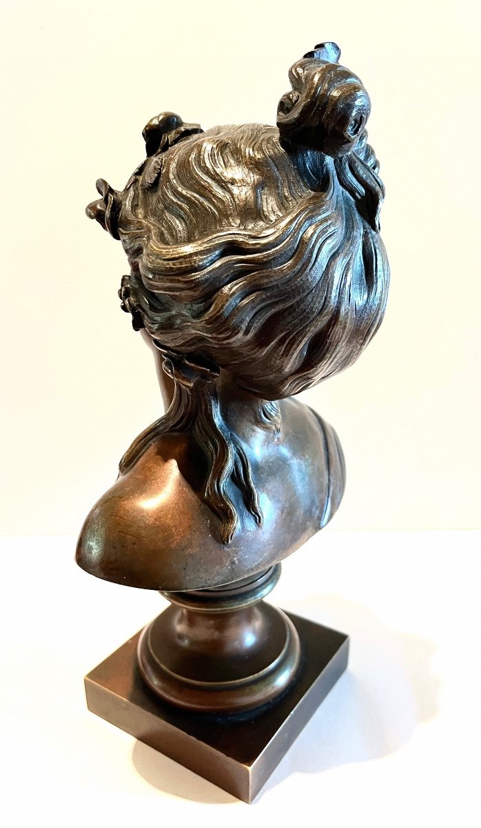 Young Woman Bronze Bust After Collodion Signed-photo-5