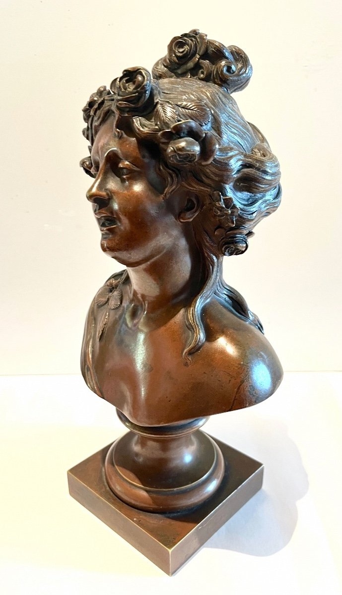 Young Woman Bronze Bust After Collodion Signed-photo-6