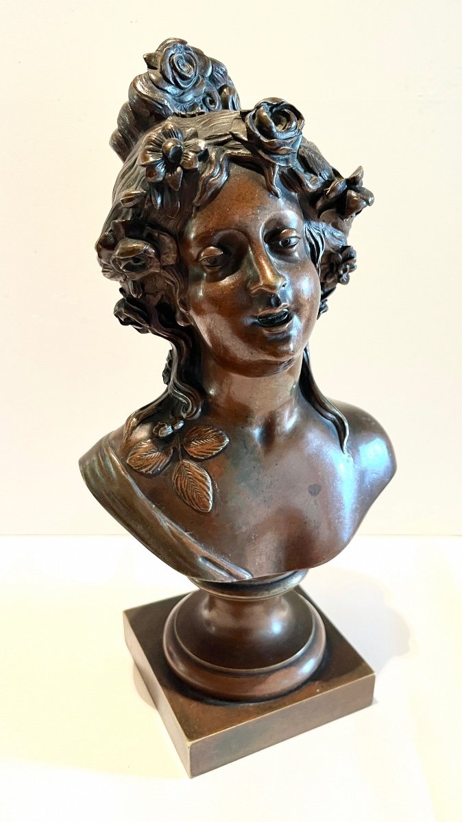 Young Woman Bronze Bust After Collodion Signed-photo-7