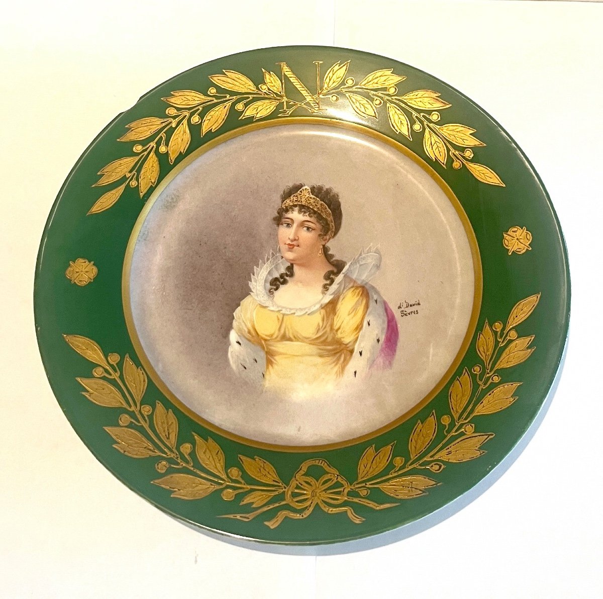 Paire d'Assiettes En Porcelaine Manufacture Impériale De Sèvres Napoléon Et Joséphine-photo-2