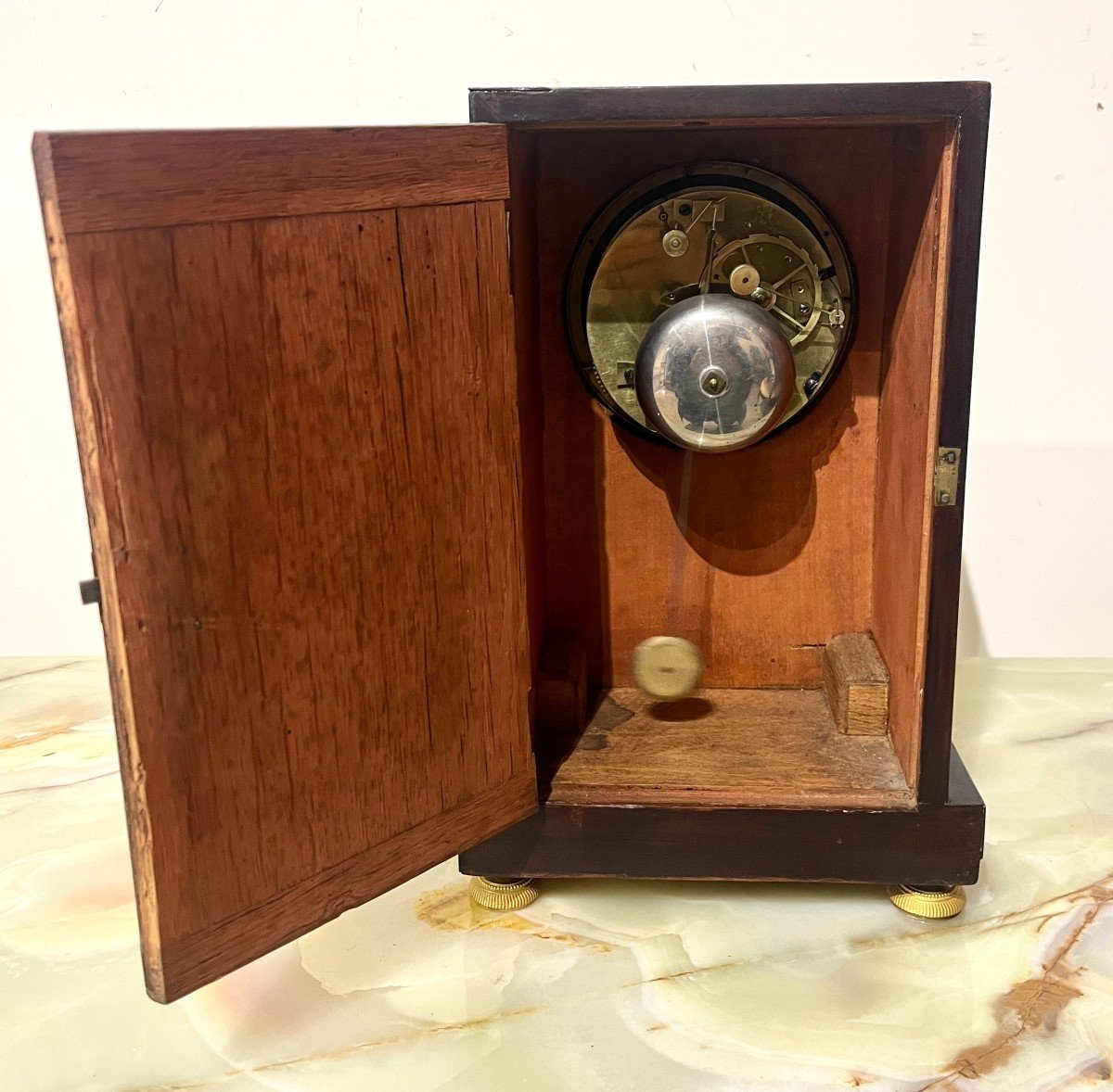 Empire Period Borne Clock In Mahogany And Gilt Bronze-photo-5