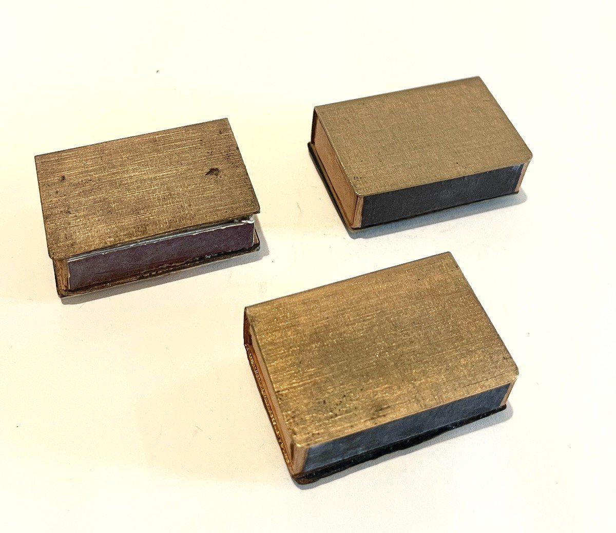 3 Matchboxes In Golden Metal-photo-4