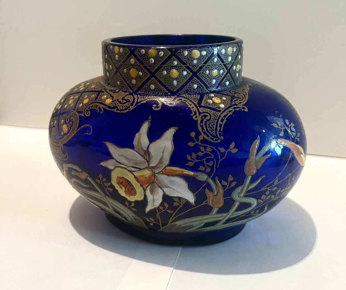 Art Nouveau Enameled Glass Vase -photo-3