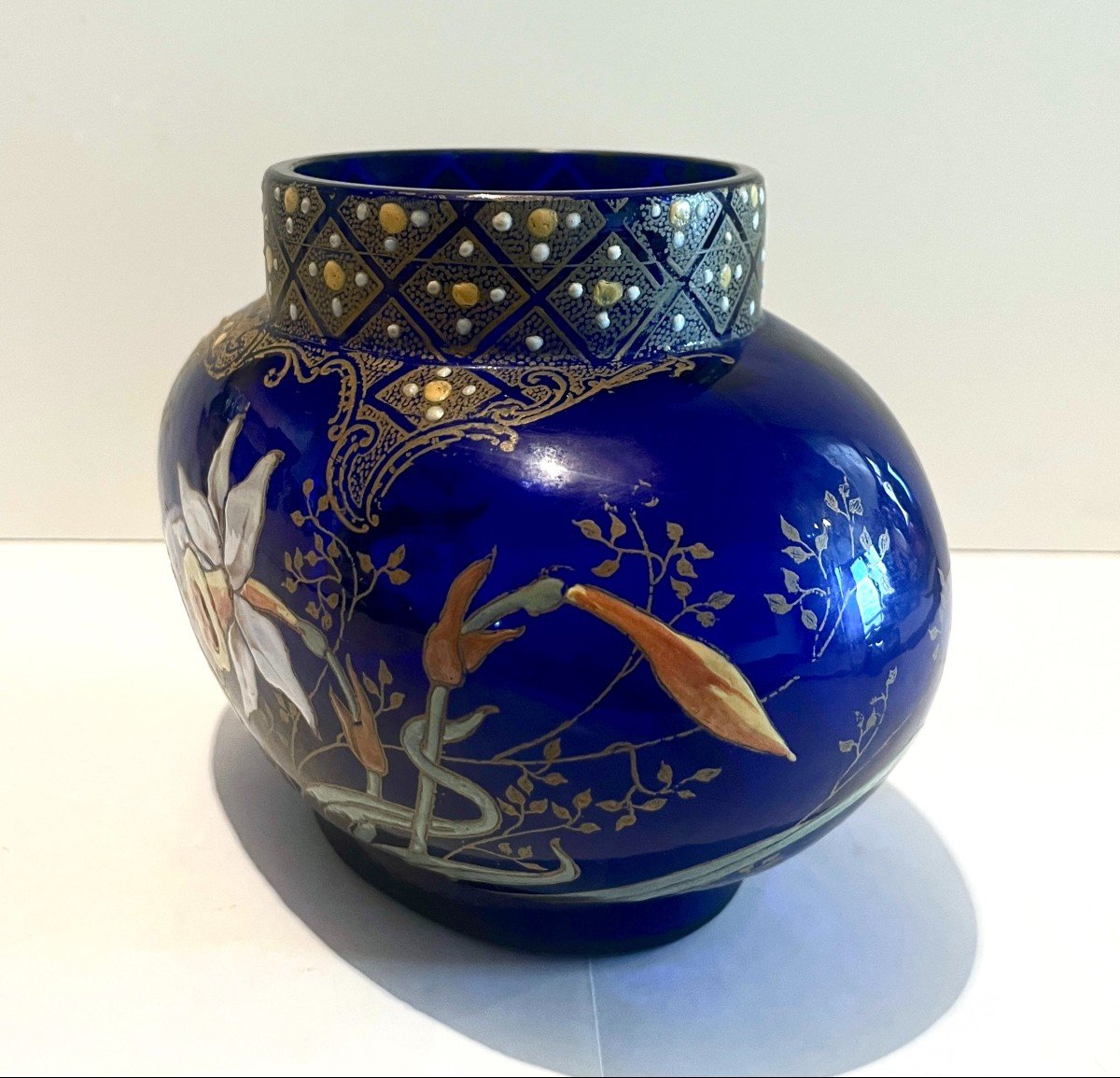 Art Nouveau Enameled Glass Vase -photo-3