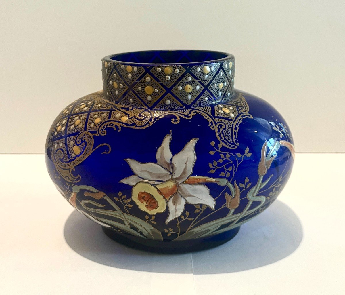 Art Nouveau Enameled Glass Vase 