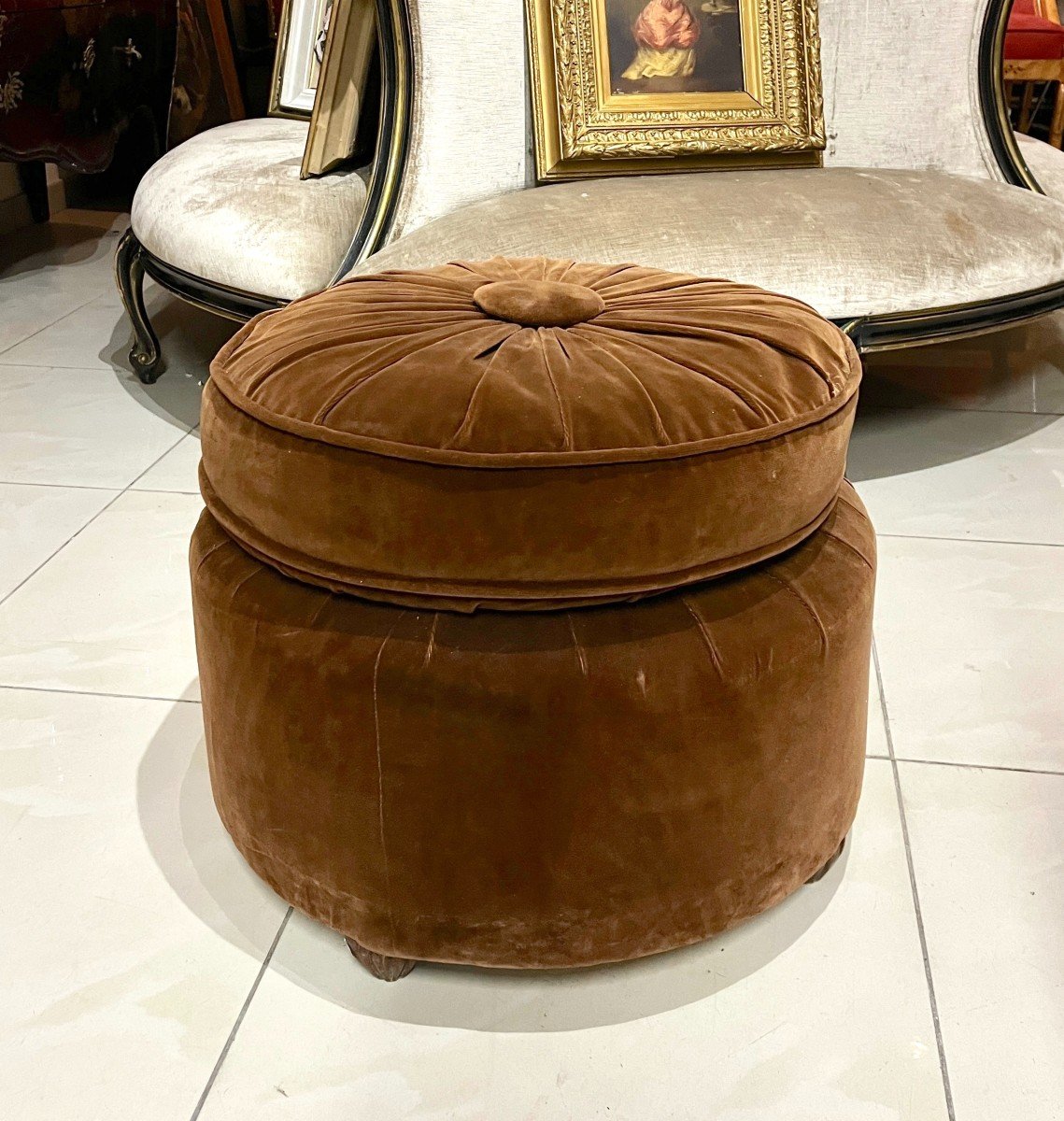 Pouf Art Déco Marron