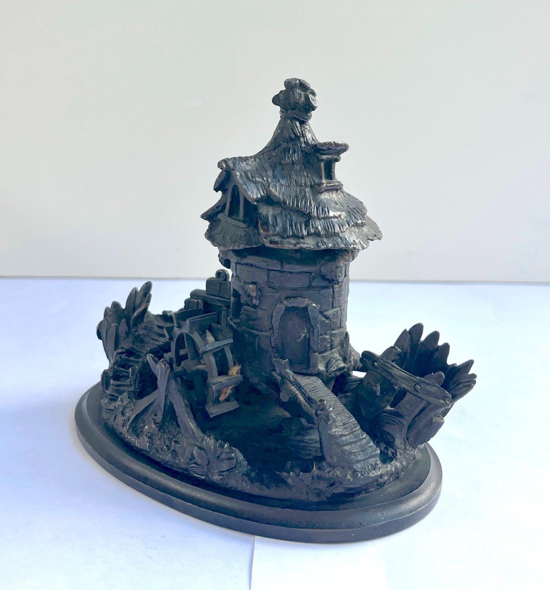 Pyrogen And Inkwell Mill In Bronze 19th Century-photo-4