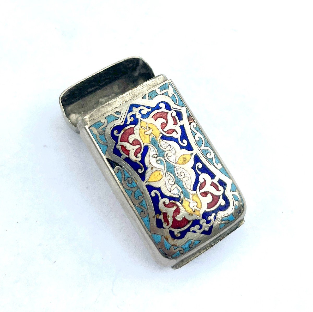 Vesta Case Matchbox With Cloisonné Enamel Decor-photo-4