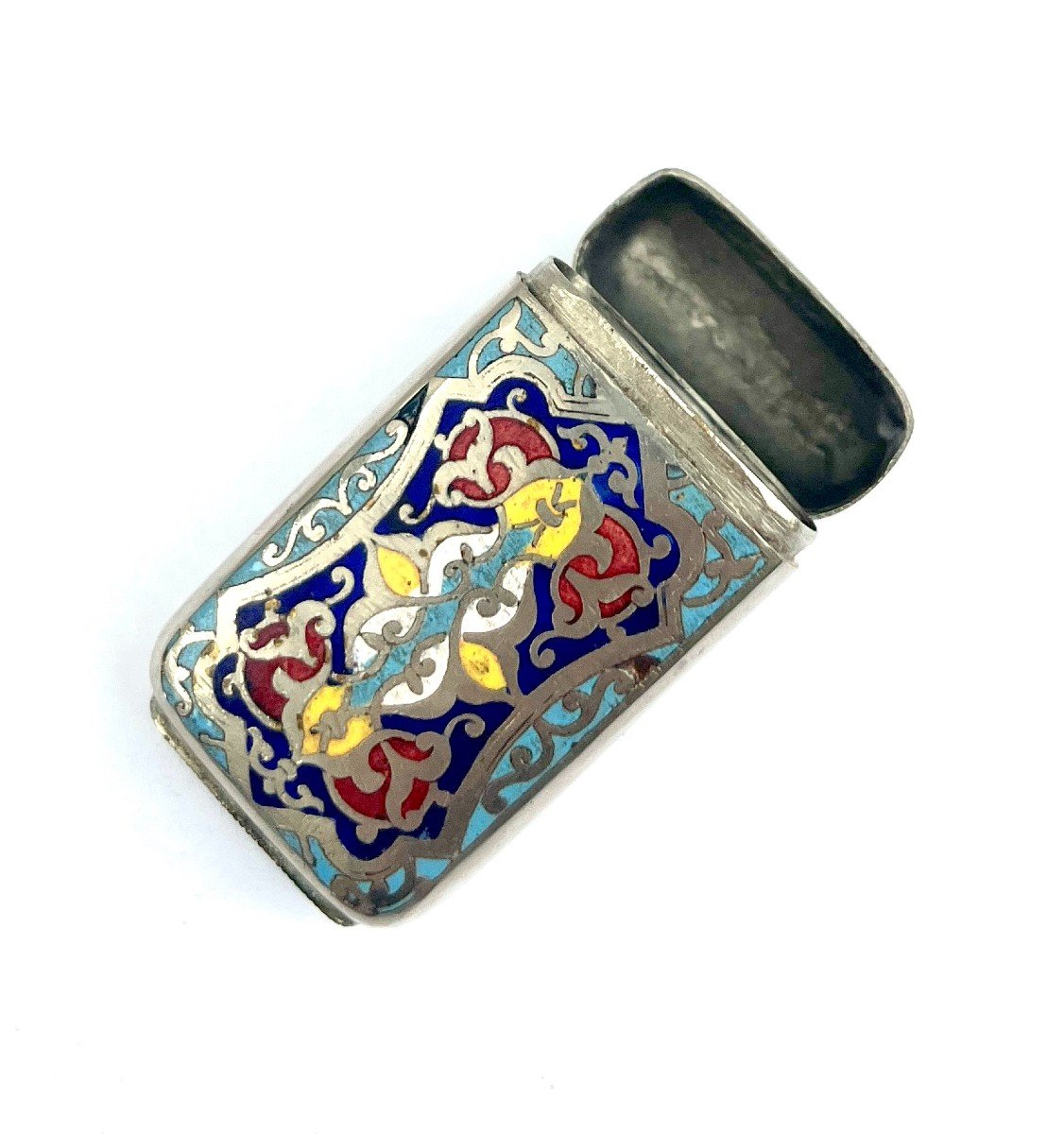 Vesta Case Matchbox With Cloisonné Enamel Decor-photo-3