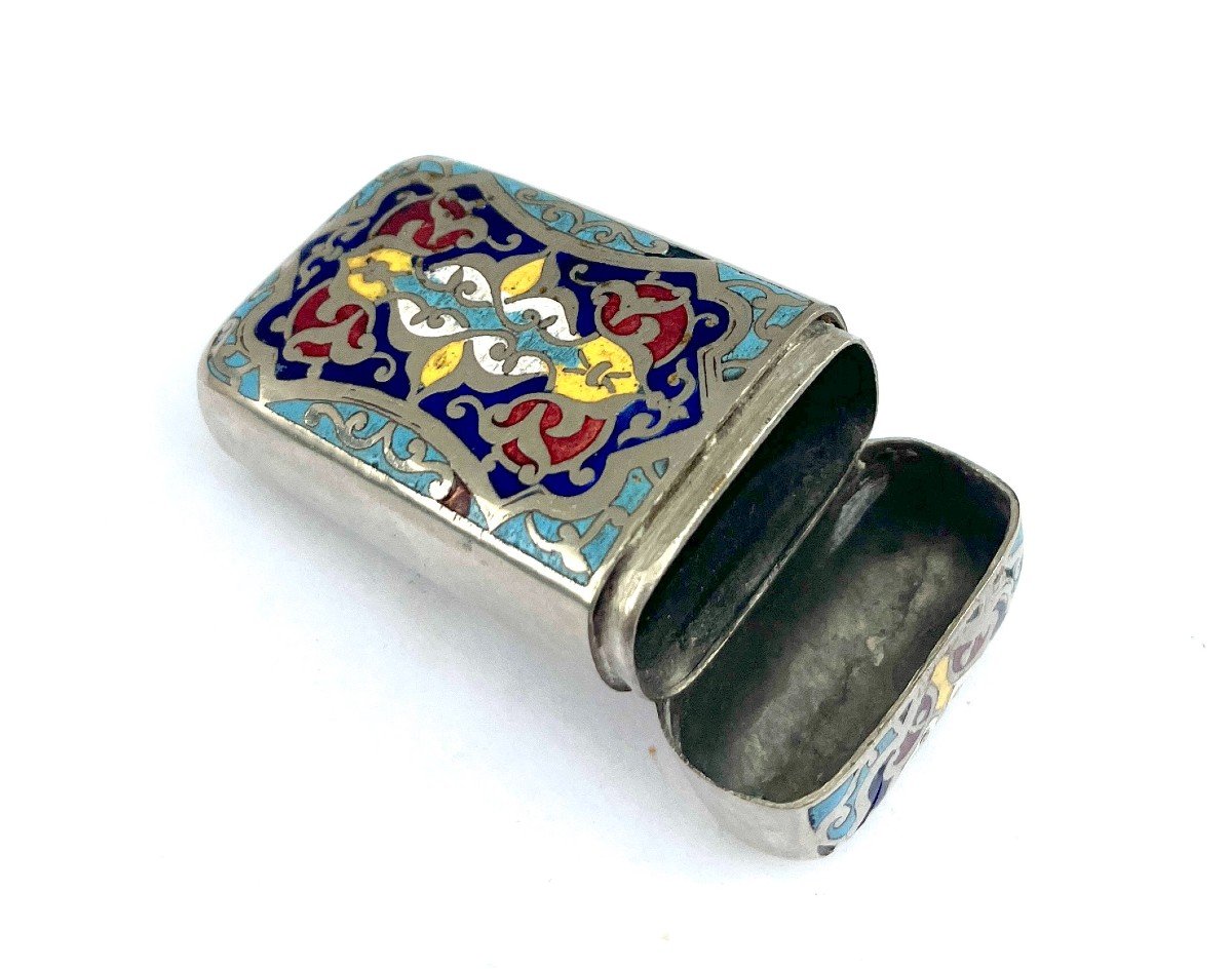 Vesta Case Matchbox With Cloisonné Enamel Decor-photo-4