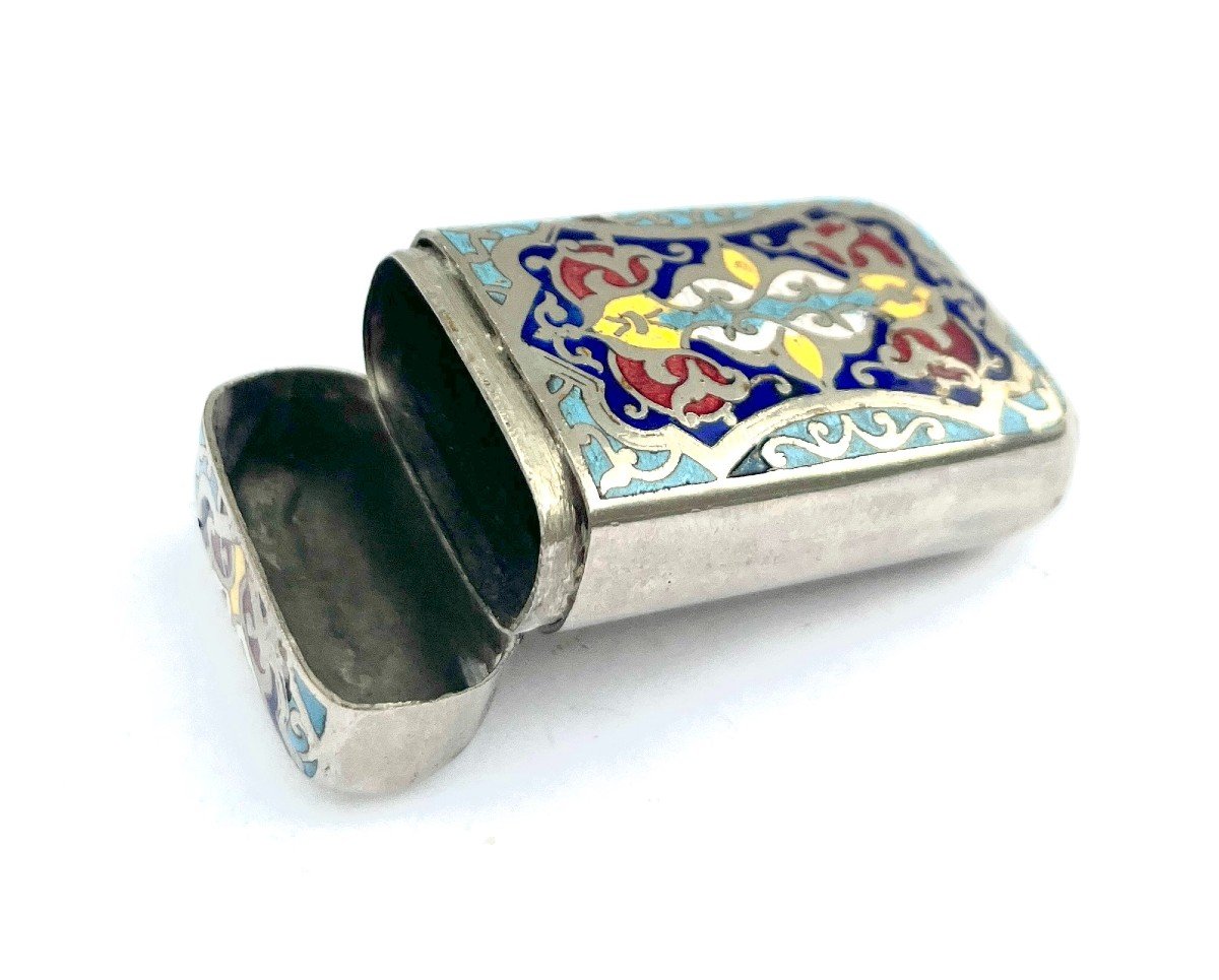 Vesta Case Matchbox With Cloisonné Enamel Decor-photo-5