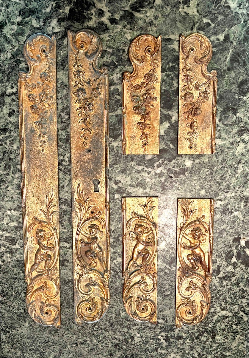 Plaques De Propreté En Bronze Doré Style Lxv XIXème