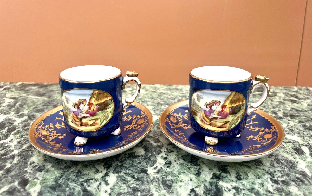 Service à Thé Ou Café En Porcelaine Ou Faience Bleu De Paris-photo-1