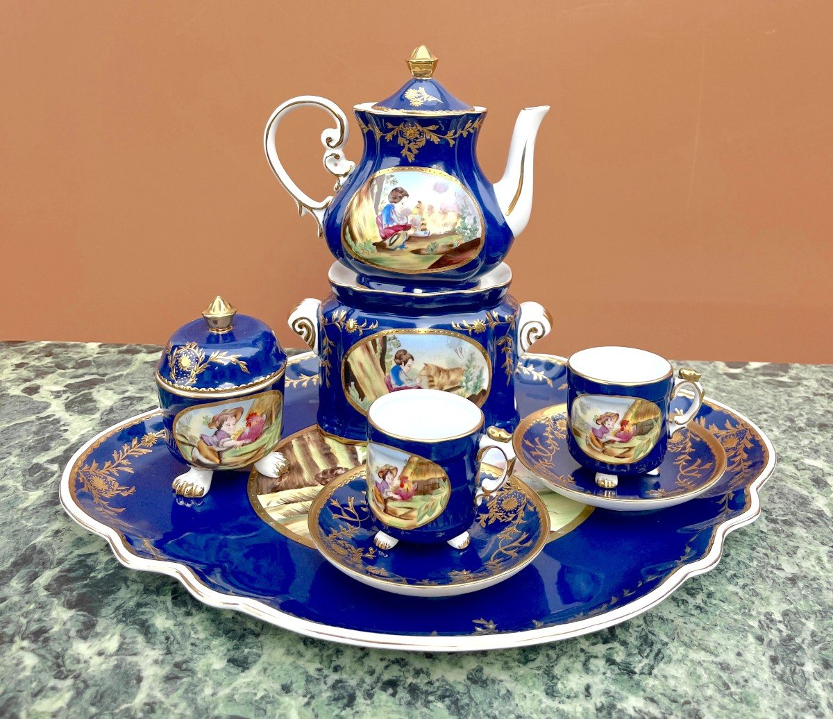 Service à Thé Ou Café En Porcelaine Ou Faience Bleu De Paris