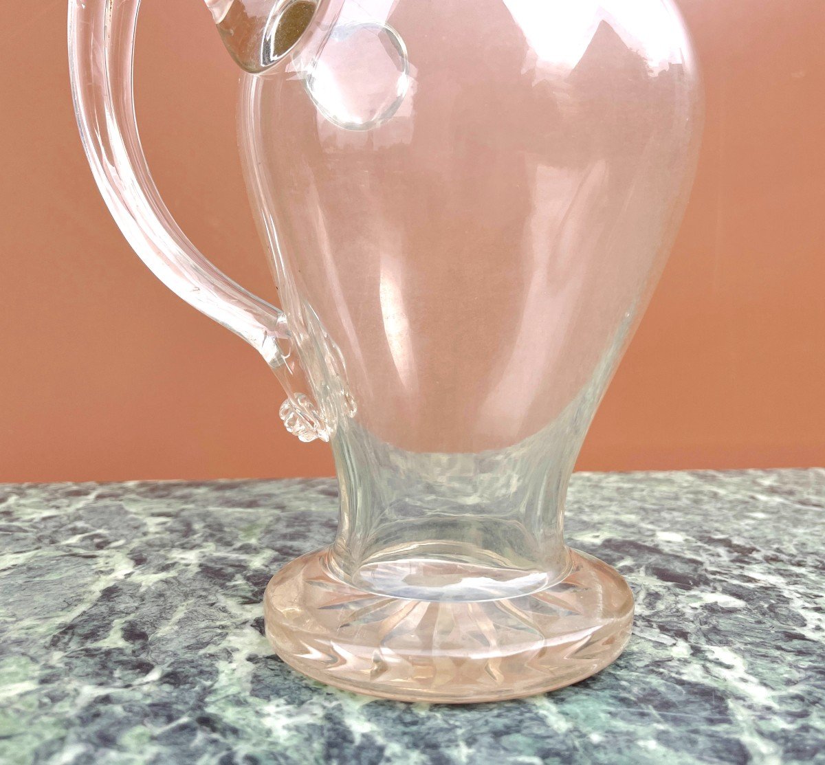 Carafe En Verre Soufflé Bec Verseur Tête d'Aigle En Bronze-photo-4