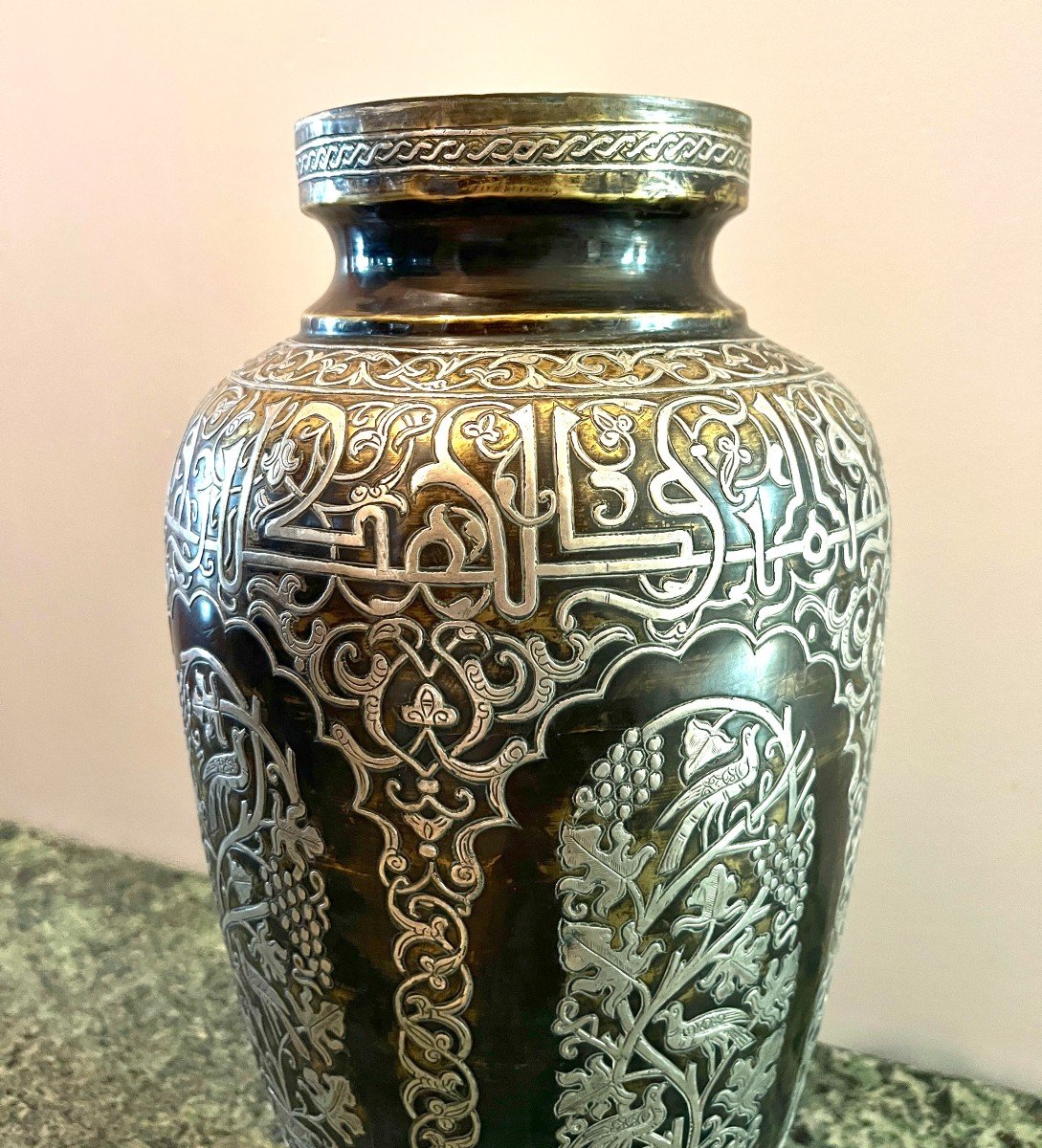 Vase En Bronze Et Argent Oriental-photo-7