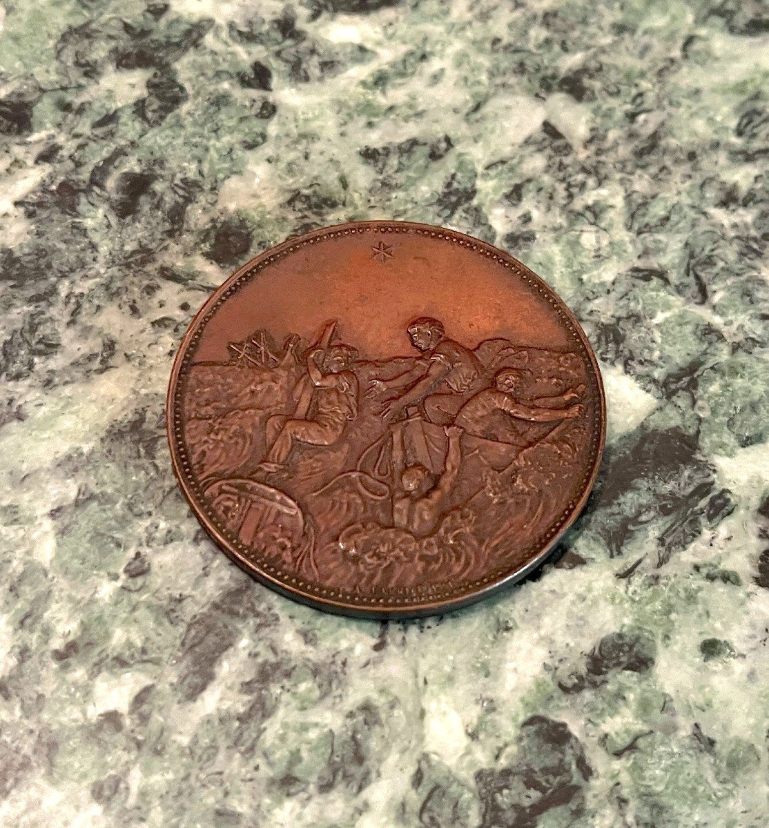 Médaille Bronze Société Des Sauvetages Et Naufragés 1865 Dans Sa Boite-photo-3