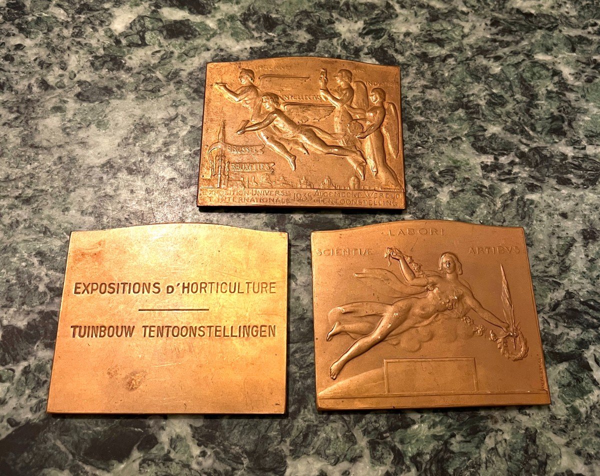 Three Bronze Medals Universal Exhibition 1935 Brussels-photo-2