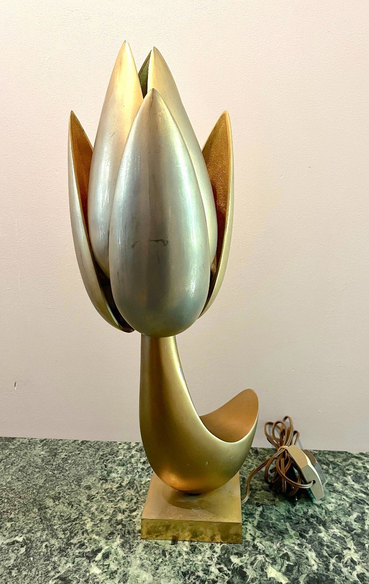 Michel Armand Flower Shaped Bronze Table Lamp-photo-4