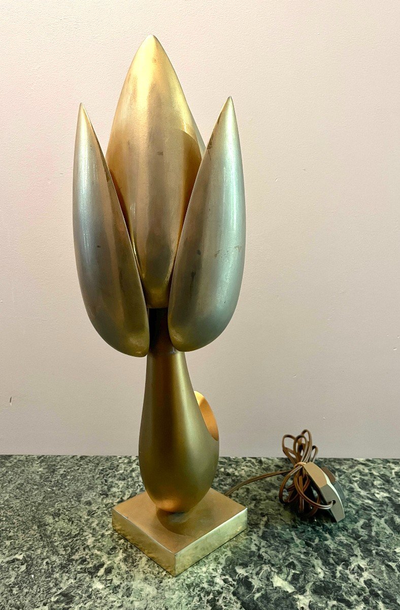 Michel Armand Flower Shaped Bronze Table Lamp-photo-1