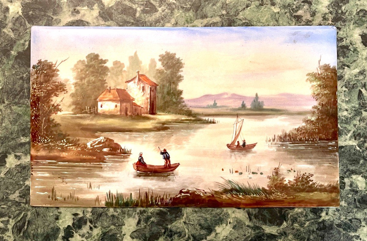 Pair Of 19th Century Painted Porcelain Plaques-photo-3