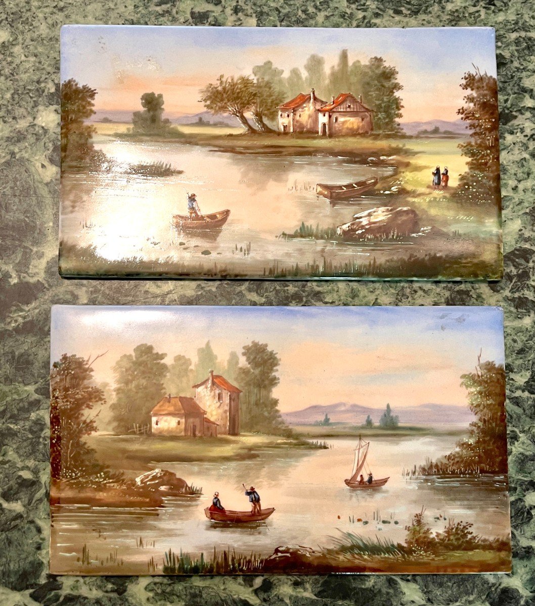 Pair Of 19th Century Painted Porcelain Plaques