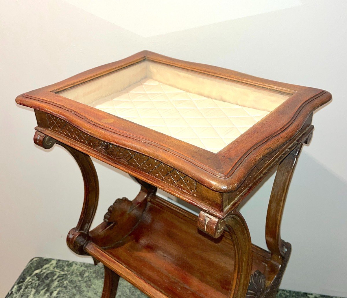 Small Louis XV Style Carved Walnut Display Table, 19th Century-photo-2