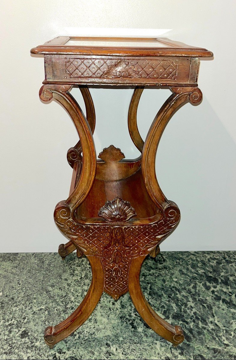 Small Louis XV Style Carved Walnut Display Table, 19th Century-photo-3