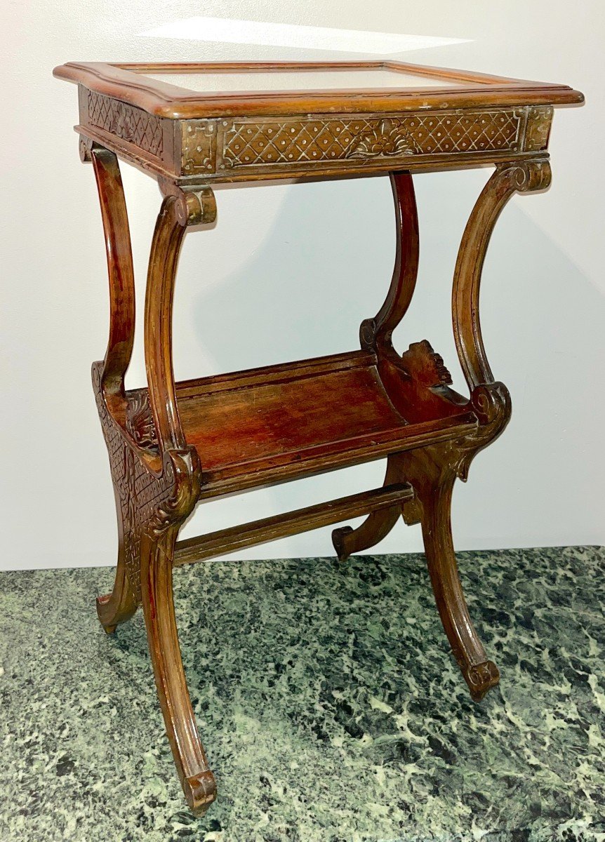 Small Louis XV Style Carved Walnut Display Table, 19th Century-photo-5