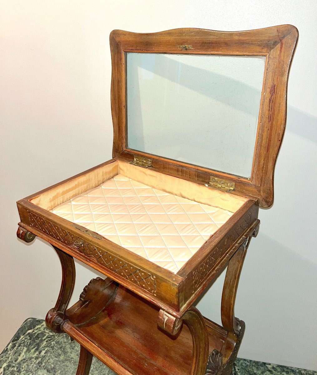 Small Louis XV Style Carved Walnut Display Table, 19th Century-photo-8