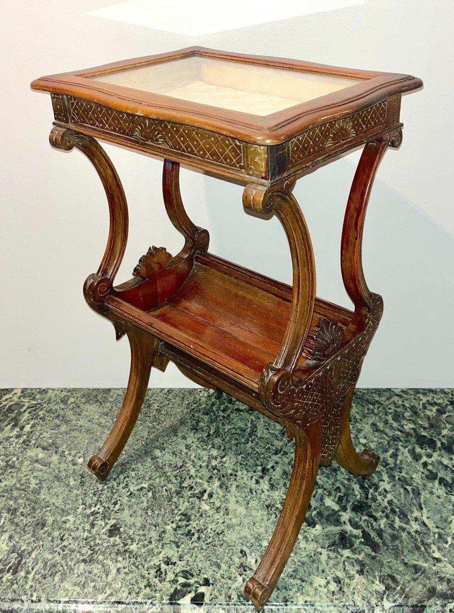 Small Louis XV Style Carved Walnut Display Table, 19th Century