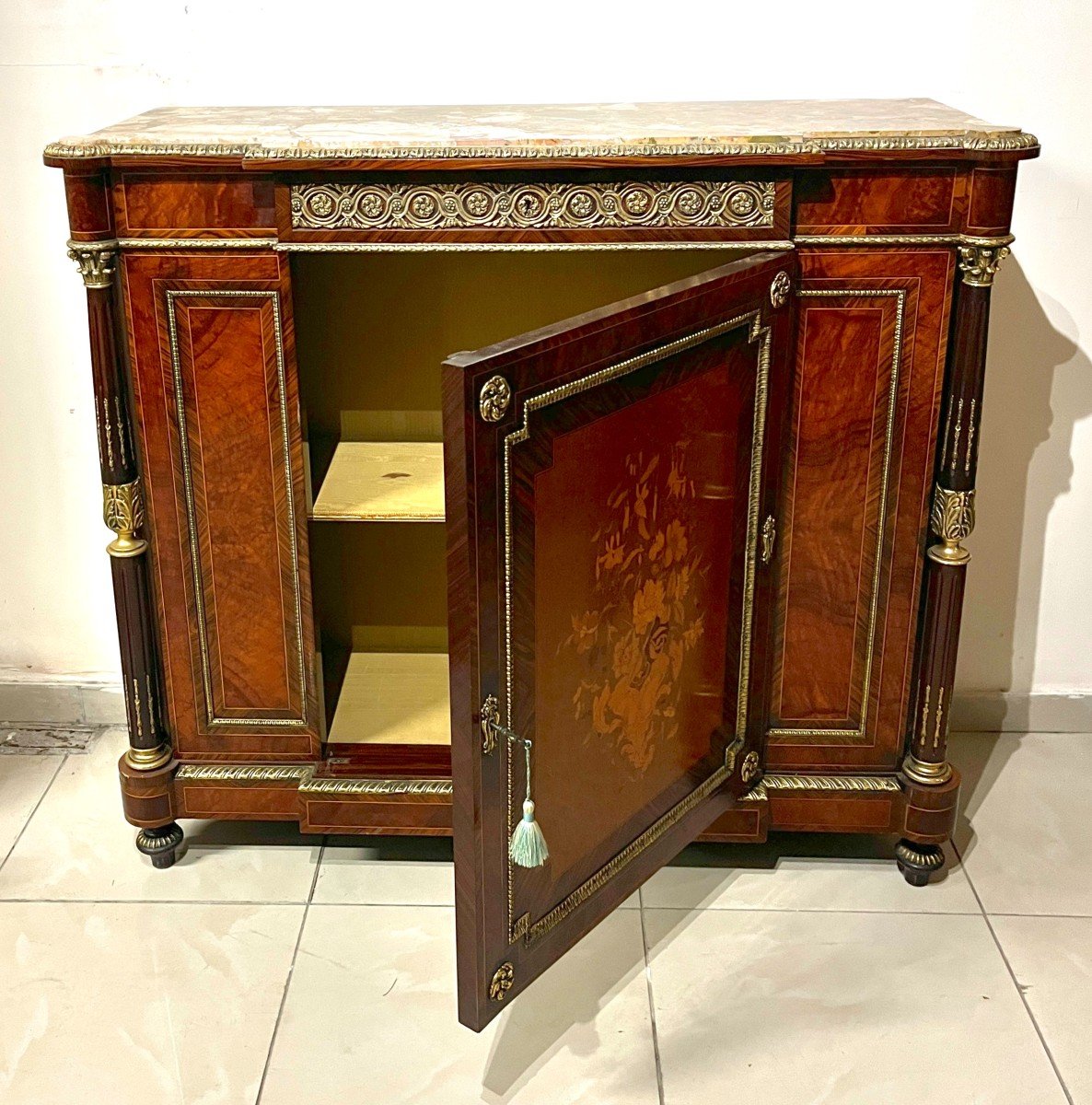 Marquetry And Gilt Bronze Dresser-photo-5