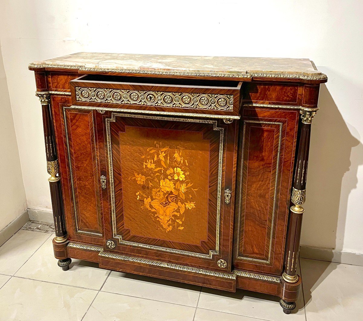 Marquetry And Gilt Bronze Dresser-photo-7