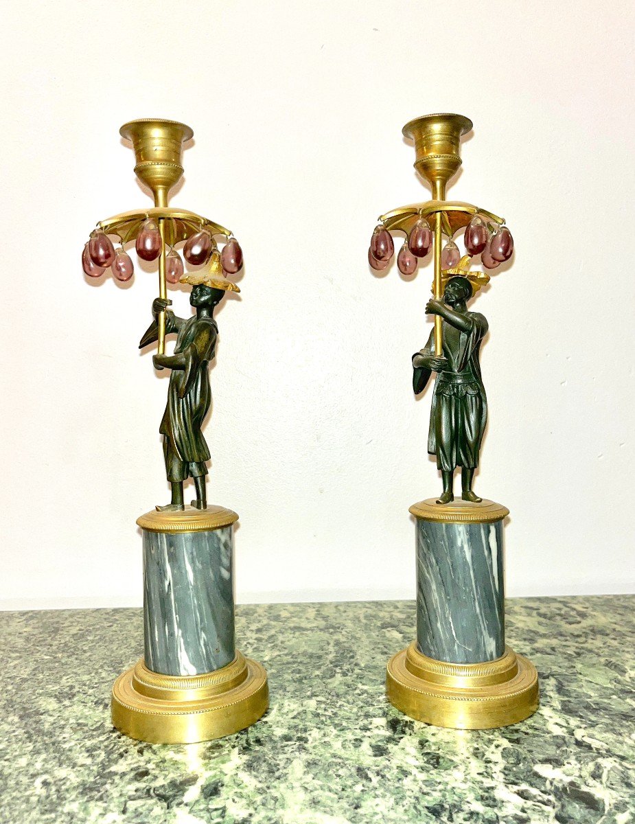 Pair Of Candlesticks, 18th Century, Lxvidirectory Period-photo-3