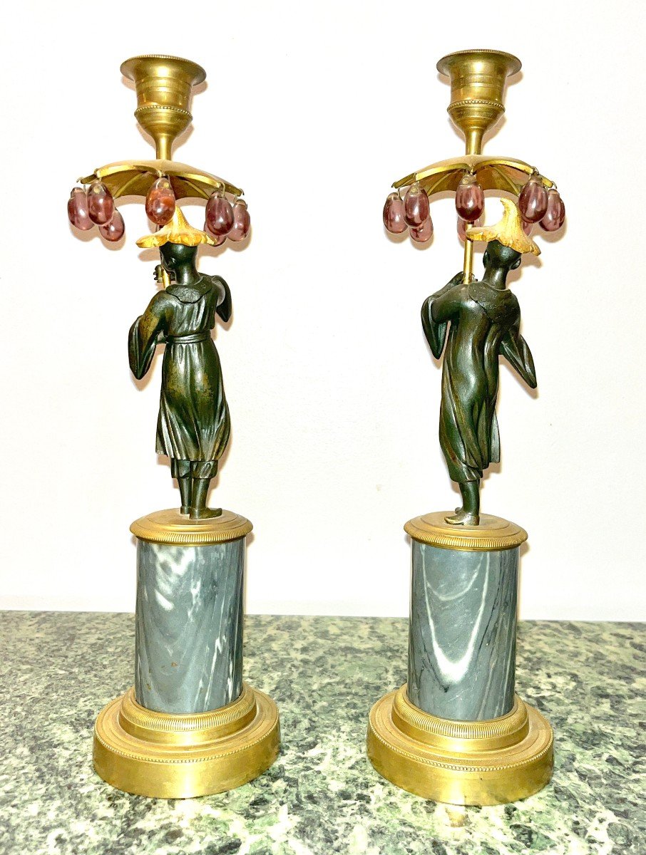 Pair Of Candlesticks, 18th Century, Lxvidirectory Period-photo-1